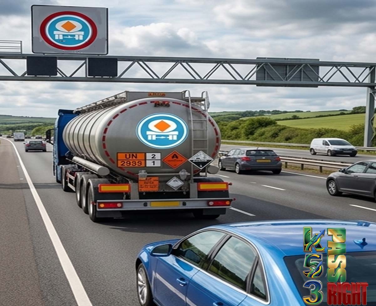 Vehicles transporting dangerous substances only sign example